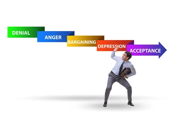 Concept of five stages of grief with businessman — Stock Photo, Image