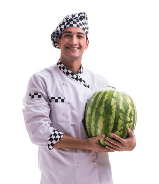 Beyaz karpuzlu genç aşçı.