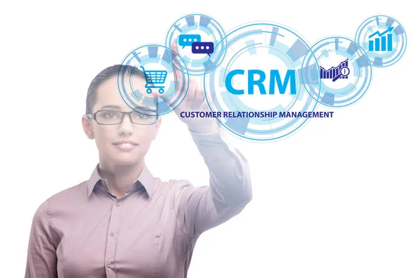 İş kadınıyla CRM custromer ilişki yönetimi kavramı — Stok fotoğraf