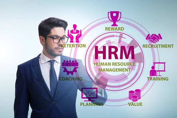 HRM - Concepto de gestión de recursos humanos con empresario —  Fotos de Stock