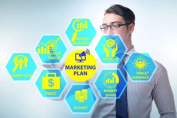 Marketing plan concept illustratie met zakenman — Stockfoto