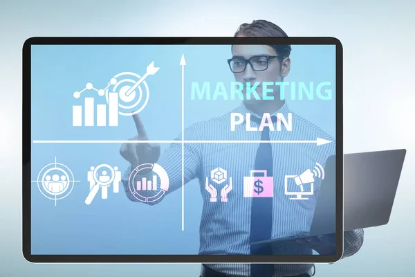 Marketing plan concept illustration with businessman — Stock Photo, Image