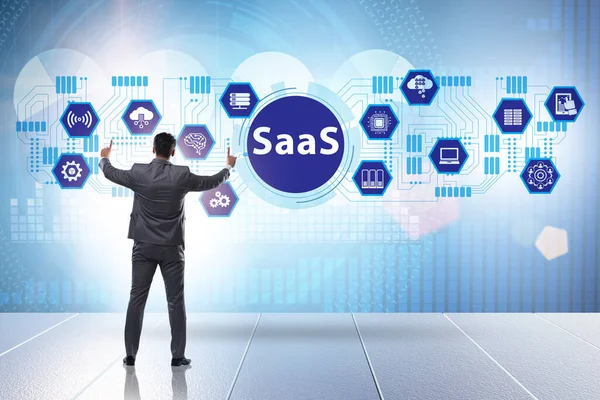 Software como servicio - Concepto SaaS con empresario —  Fotos de Stock