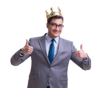 Kral işadamı beyaz arka planda izole edilmiş