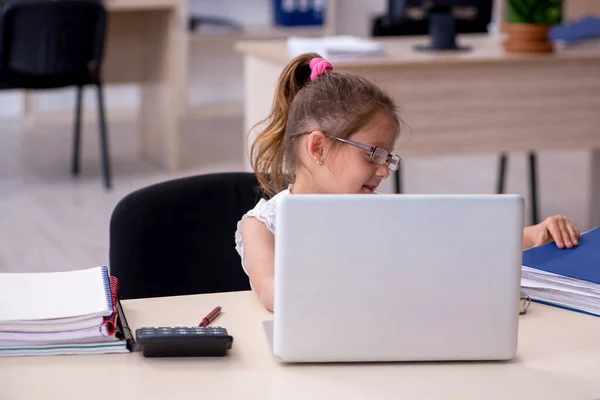 Engraçado menina trabalhando no escritório — Fotografia de Stock