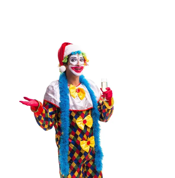 Young funny clown comedian isolated on white — Stock Photo, Image