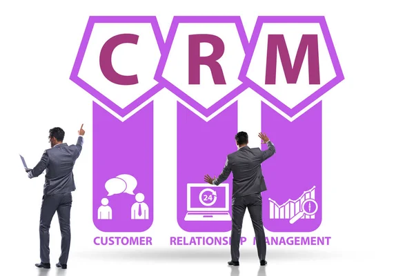 CRM custromer relatie management concept met zakenman — Stockfoto