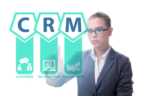 CRM custromer vztah management koncept s businesswoman — Stock fotografie