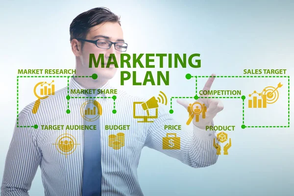 Marketing plan concept illustratie met zakenman — Stockfoto