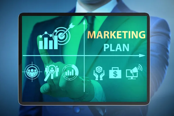 Marketing plan concept illustratie met zakenman — Stockfoto