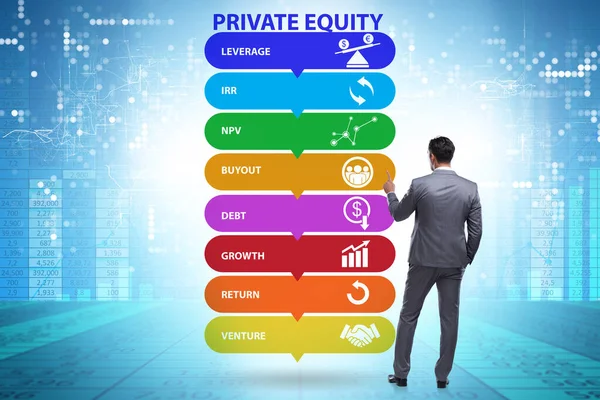 Empresário no conceito de private equity — Fotografia de Stock