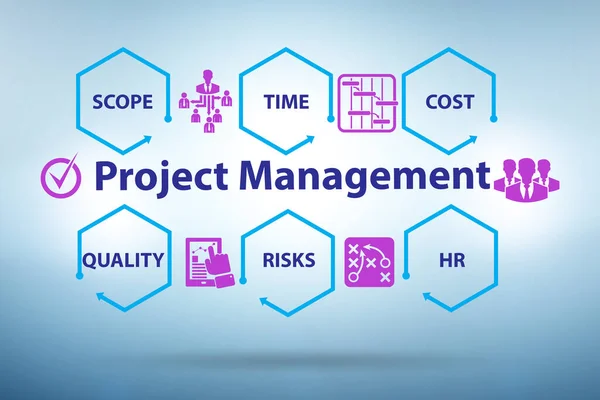 Concetto di Project Management con componenti chiave — Foto Stock