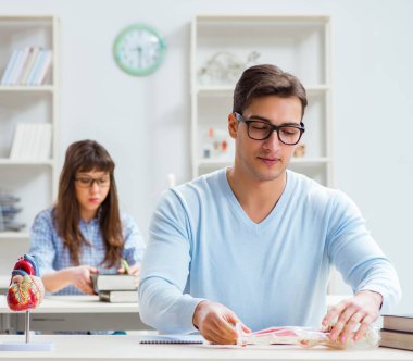 Sınıfta okuyan iki tıp öğrencisi.