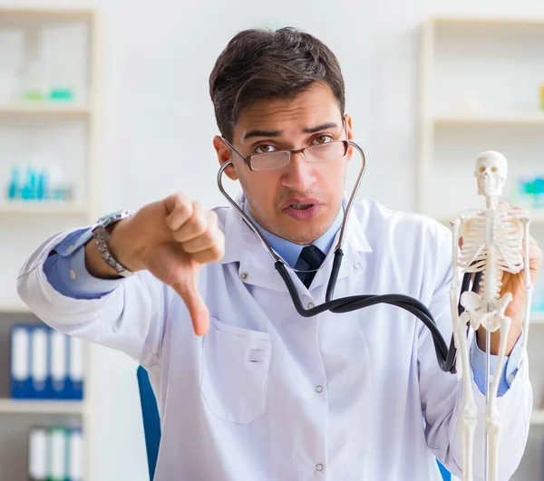 Doktorand som studerar skelettet — Stockfoto