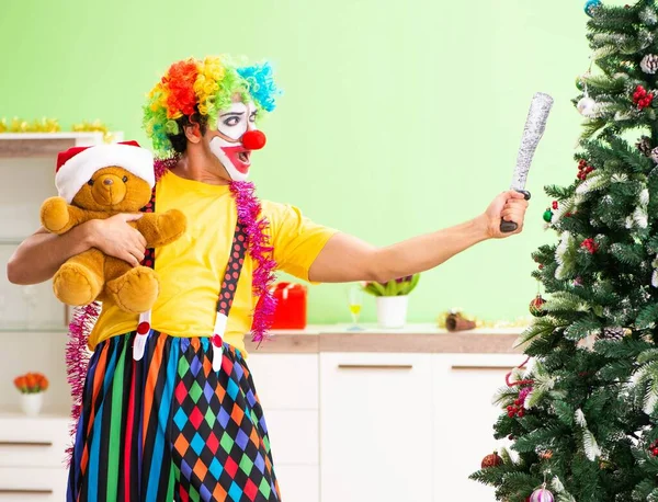 Palhaço engraçado no conceito de celebração de Natal — Fotografia de Stock