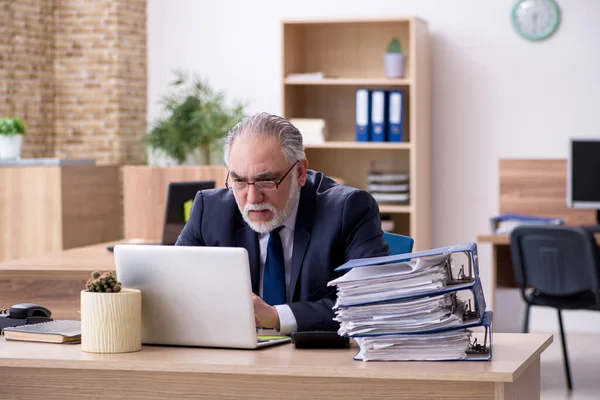 Viejo empleado que trabaja en la oficina —  Fotos de Stock