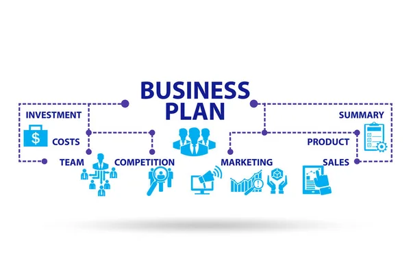 주요 요소와 함께 비즈니스 플랜 개념 삽화 — 스톡 사진