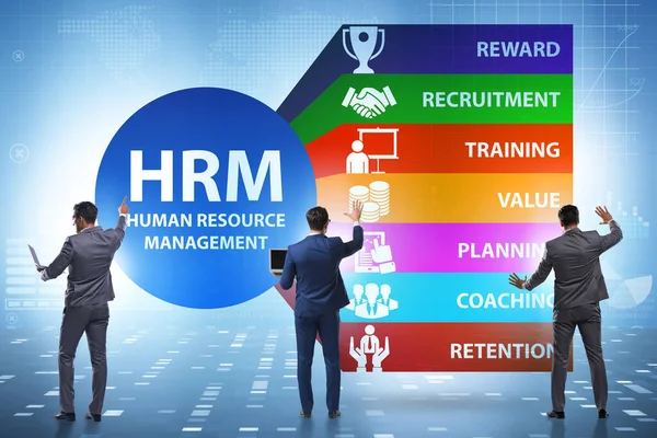 HRM - Concepto de gestión de recursos humanos con empresario — Foto de Stock