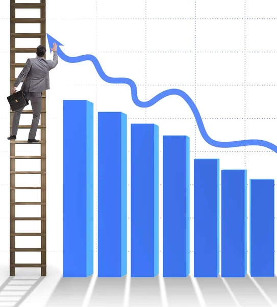 Empresario escalando hacia el crecimiento de las estadísticas — Foto de Stock