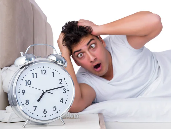 Man in bed suffering from insomnia — Stock Photo, Image