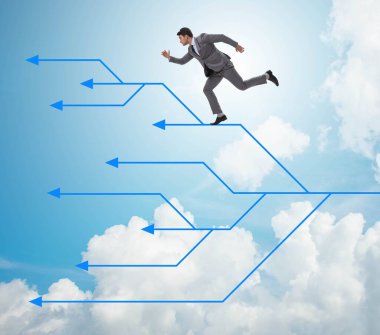 Farklı kariyer yolları düşünen bir iş adamı.