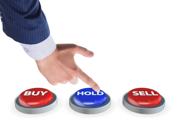 Concept of commercial choices between buying holding and selling — Stock Photo, Image