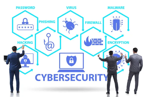 Cybersecurity koncept med nøgleelementer - Stock-foto