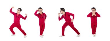 Beyaz tenli komik sporcu.