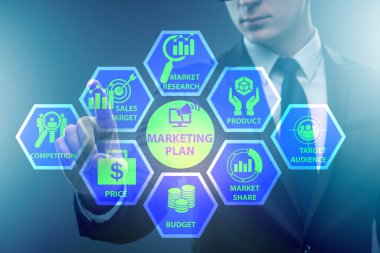 İş adamıyla pazarlama konsepti çizimi