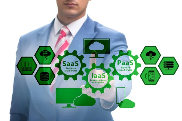 PAAS IAAS SAAS concepts with businessman — 图库照片