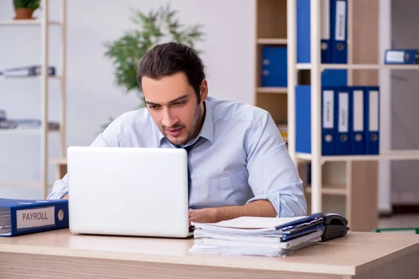 Junge männliche Buchhalterin arbeitet im Büro — Stockfoto