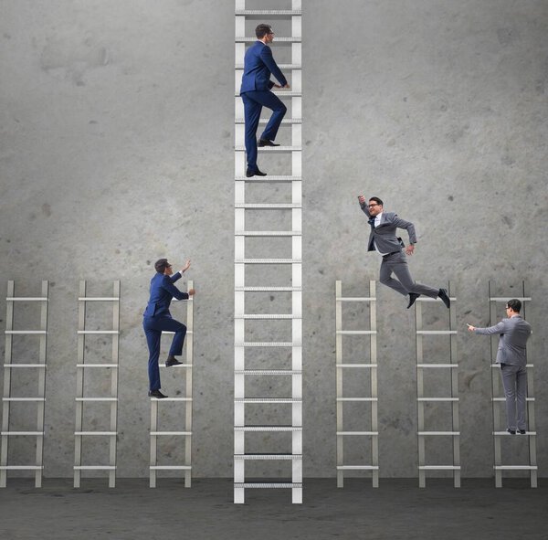 Competition concept with businessman beating competitors