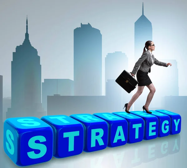 Businesswoman in strategy business concept — Stock Photo, Image