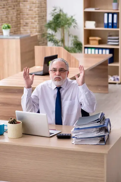 Alt männlich mitarbeiter working im die büro — Stockfoto