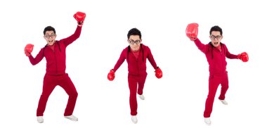 Beyaz tenli komik boksör.