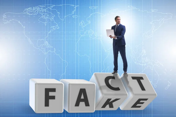 Face or fact concept with turning cubes — Stock Photo, Image