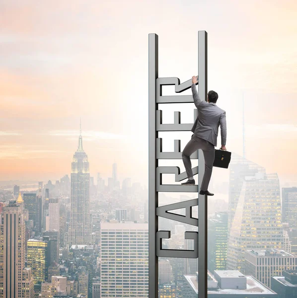 Businessman in career ladder concept