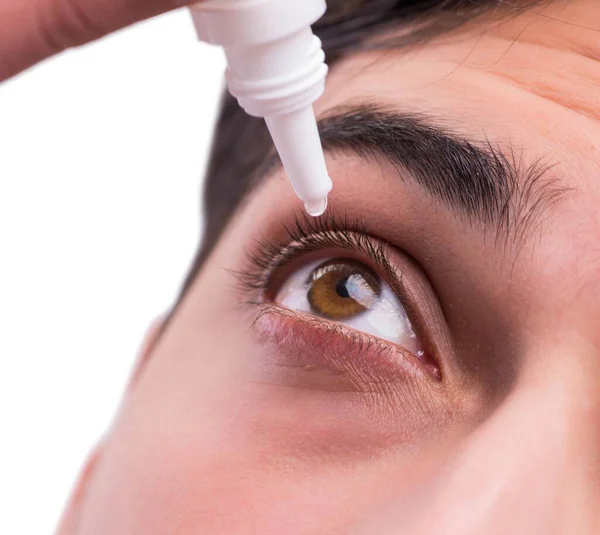 Young man in eye care medical concept — Stock Photo, Image