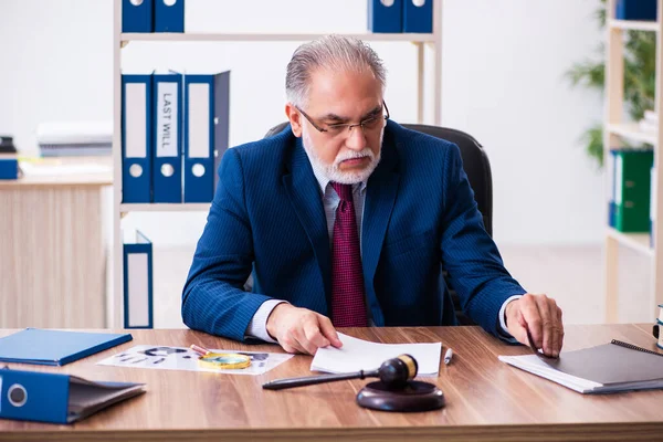 Experiente juiz do sexo masculino sentado no escritório — Fotografia de Stock