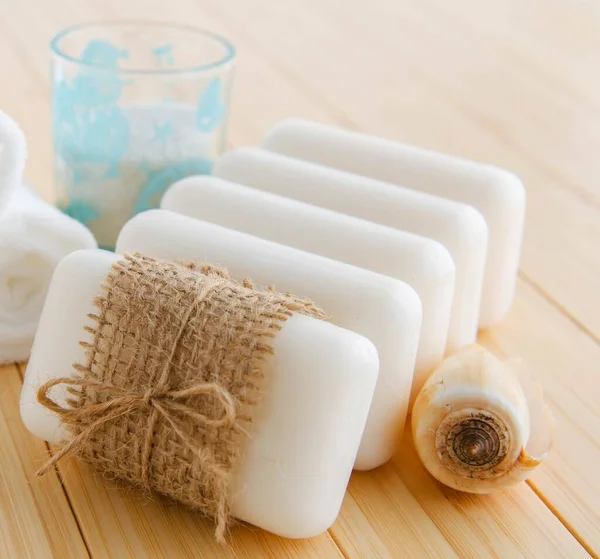 Healthy lifestyle concept with aromatic soaps — Stock Photo, Image