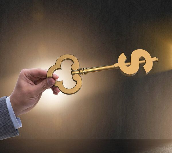 Концепция ключа к финансовому успеху и процветанию