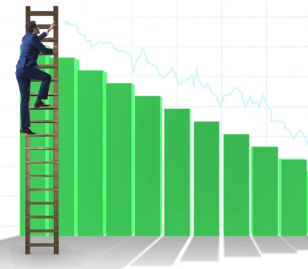 Empresario escalando hacia el crecimiento de las estadísticas —  Fotos de Stock