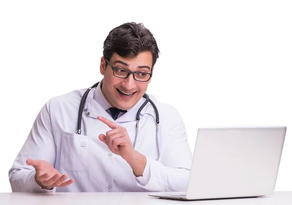 Doctor in telemediine mhealth concept on white — Stock Photo, Image