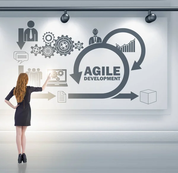 Femme d'affaires dans le concept de développement logiciel agile — Photo