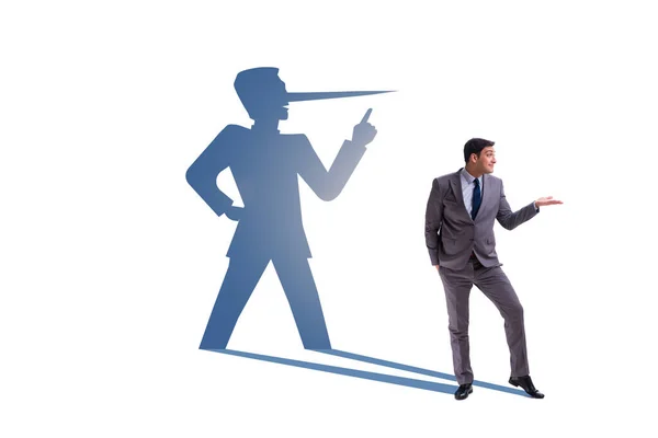 Concept of businessman liar with his shadow — Stock Photo, Image