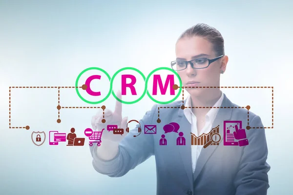 CRM 직장 여성과의 관계 관리 개념 — 스톡 사진