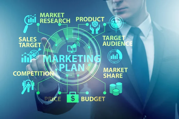 Marketing plan concept illustratie met zakenman — Stockfoto