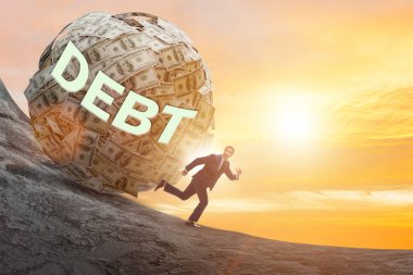 Borç ve kredi konseptiyle kaçan bir işadamı