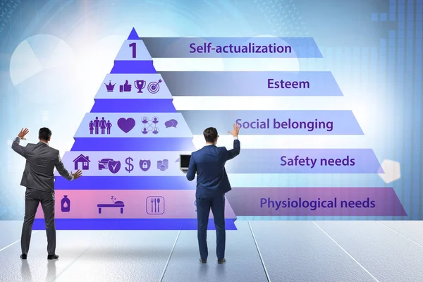Concept van Maslow hiërarchie van behoeften met zakenman — Stockfoto