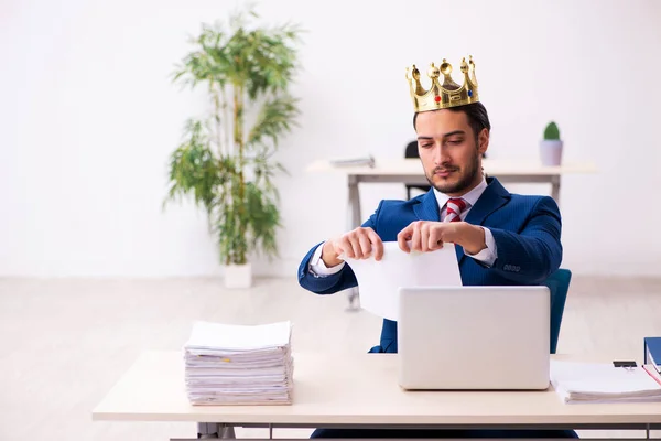 Young king businessman employee working in the office — Stock Photo, Image